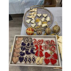 10 Purple Gold Thread Paisley Christmas Eid Holiday Ornaments